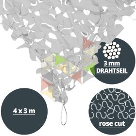   3 x 4 m-es Riviéra ™ napvitorla [Rose / Drótkötél / Fehér - Világos szürke]
